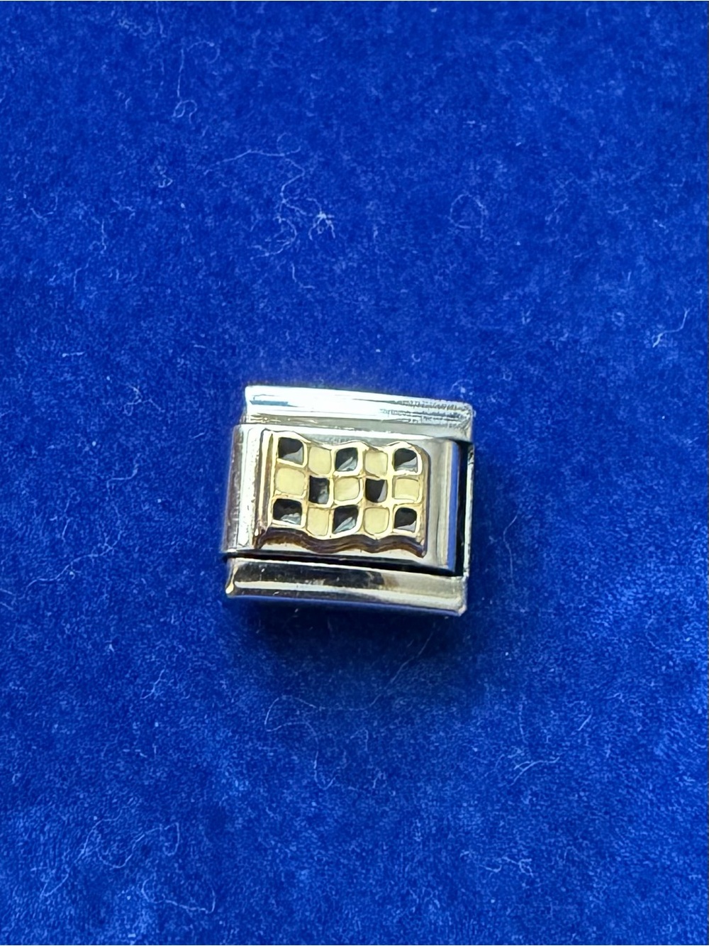 Manuel Zed OG 9mm Stainless Steel Italian Charm Link - Racing Finish Flag